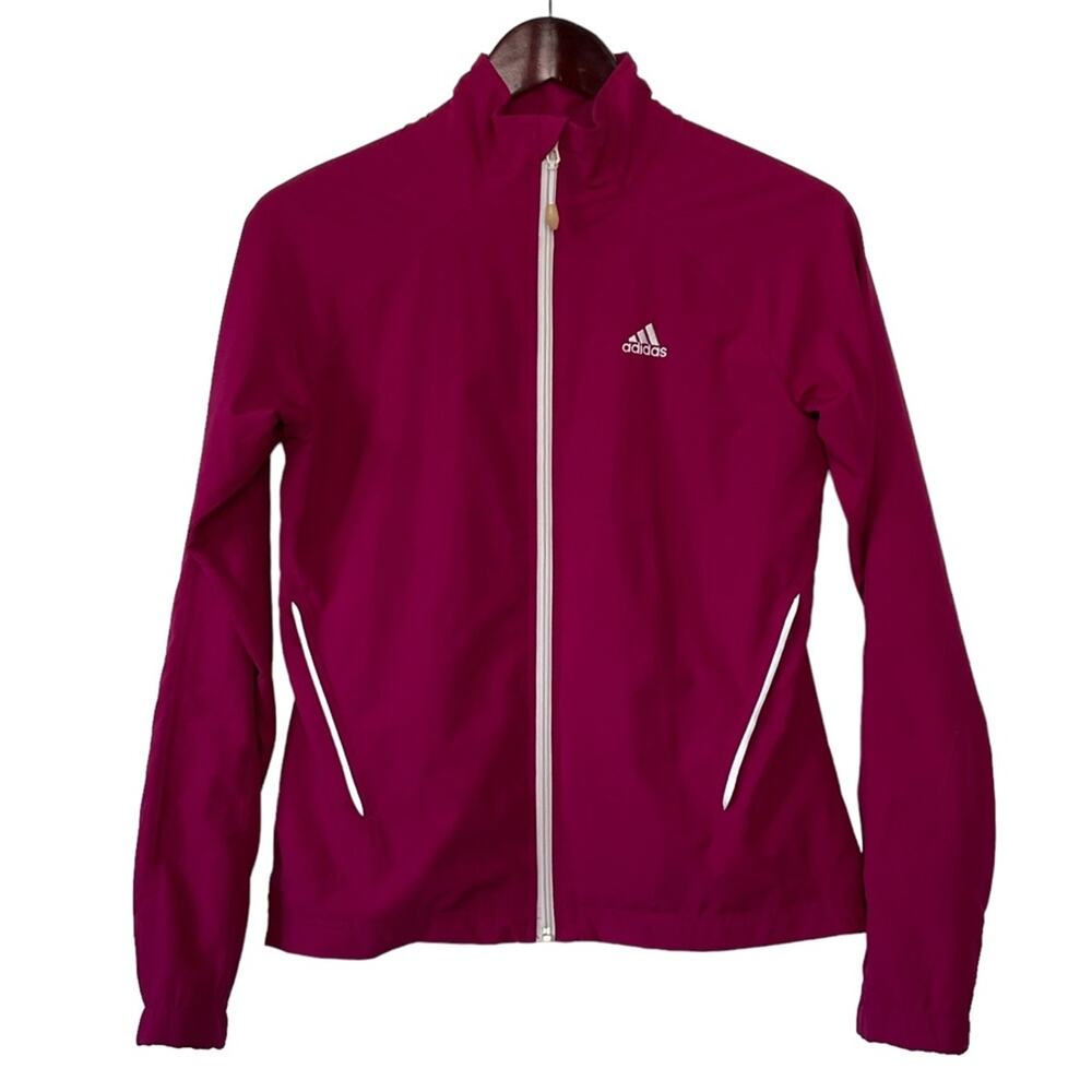 Adidas Womens Jacket Retro Y2K Three Stripe Zip Up Windbreaker Size 6 Medium